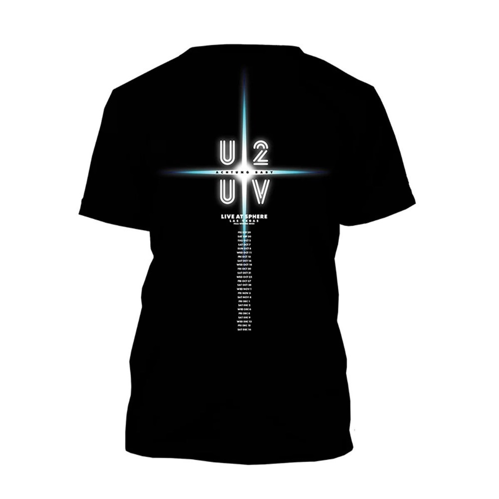 U2 Uv Live At Sphere Tee  U2 Rock Band Unisex Tee